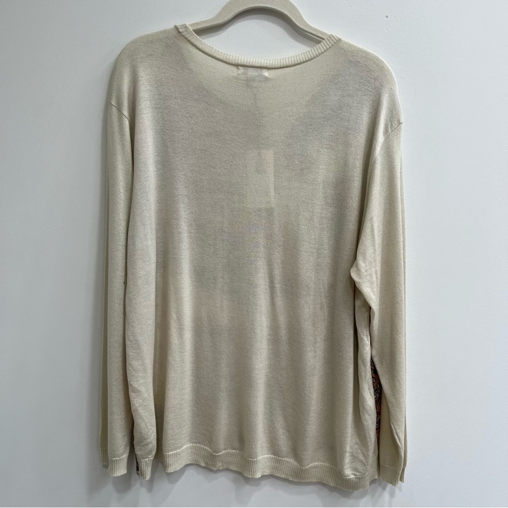 Johnny Was Boho Elodie Scarf Front Lightweight Pullover Top Silk Cashmere Large - Picture 4 of 15